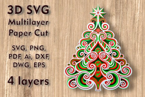 Download Christmas Tree 3D SVG Multilayer Paper - Premium Resources