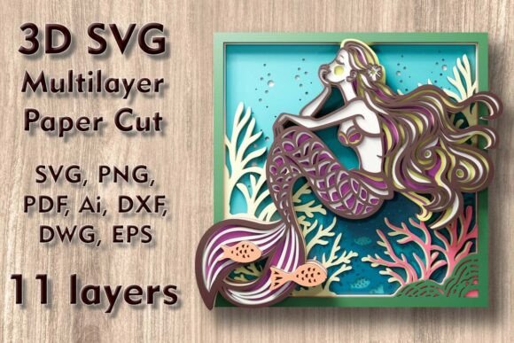 Download Mermaid 3D SVG Multilayer PaperСut Files - Premium Bundle